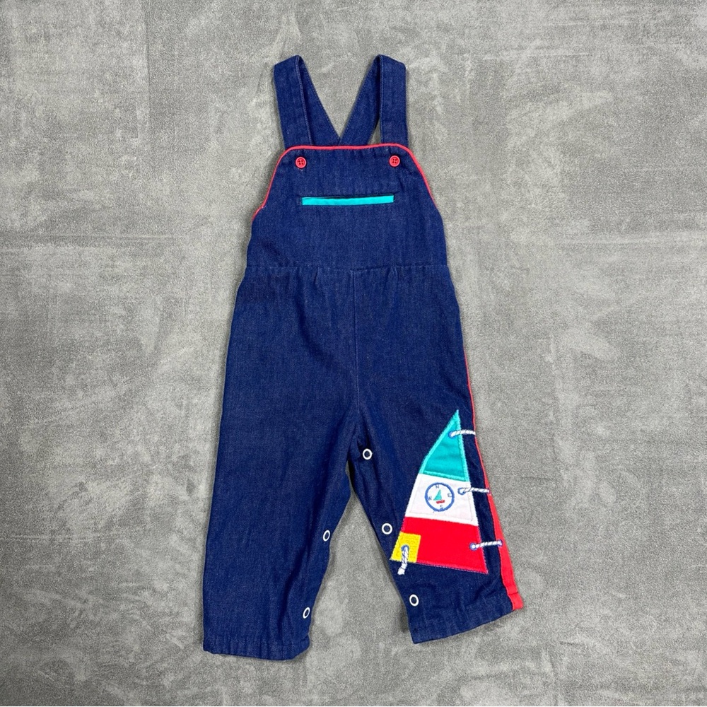 Vintage Buster Brown 12M Toddler Overalls Sailboat